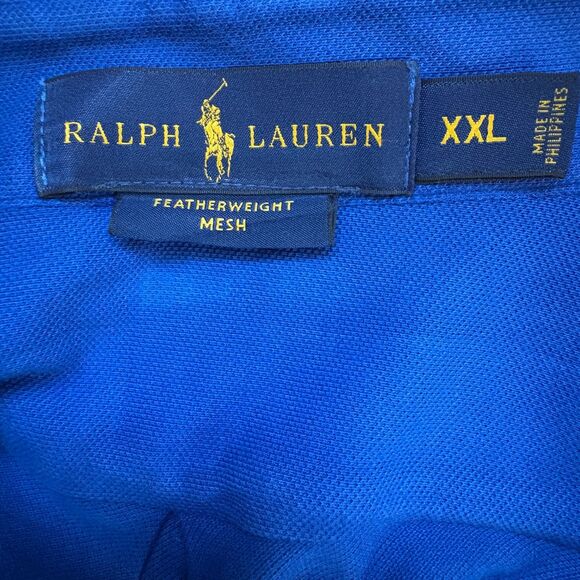 Ralph Lauren Featherweight Mesh Shirt Mens XXL Blue Button Down Long Sleeve - Picture 4 of 4